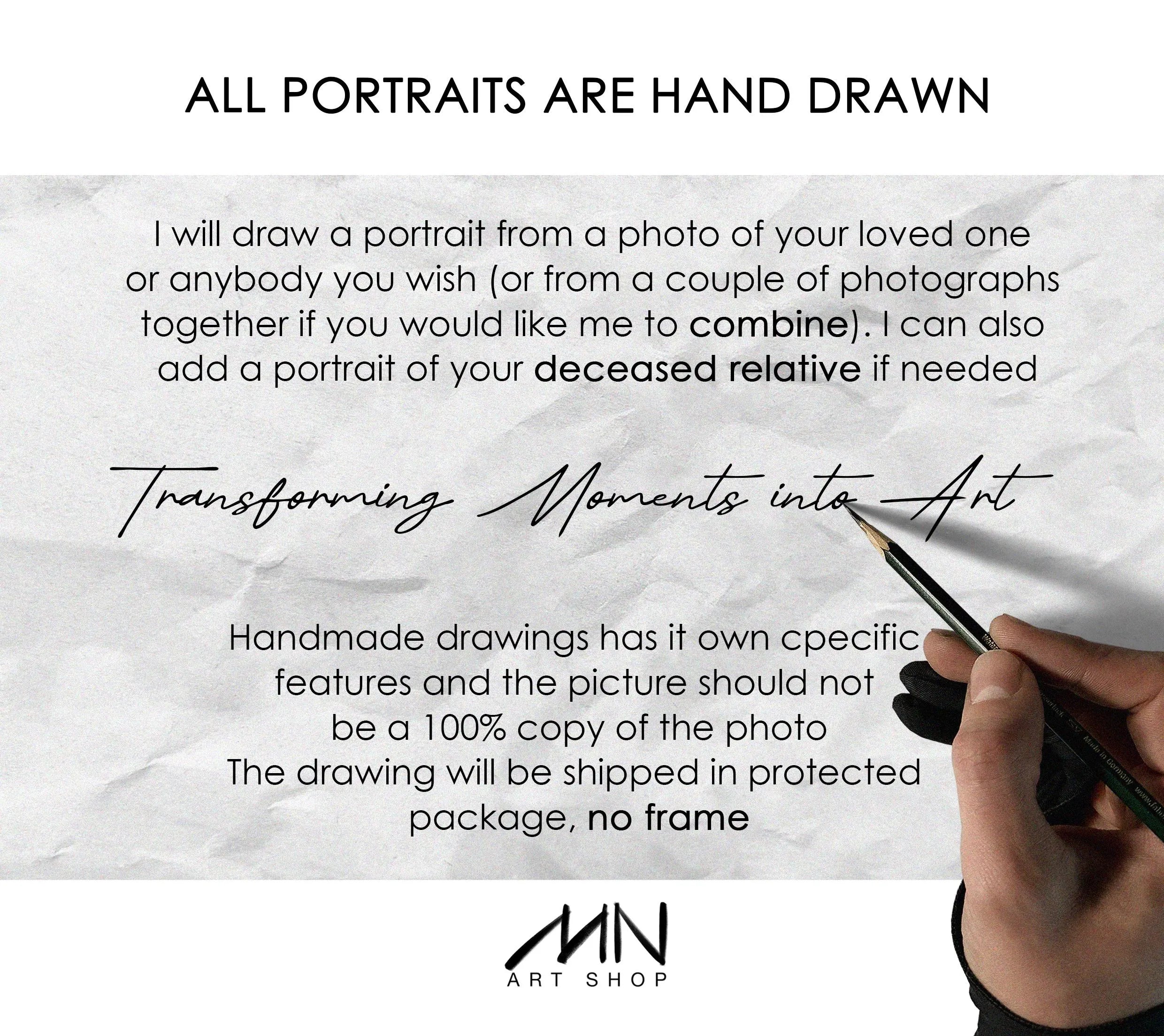 Custom Hand-Drawn Graphite Pencil Portrait