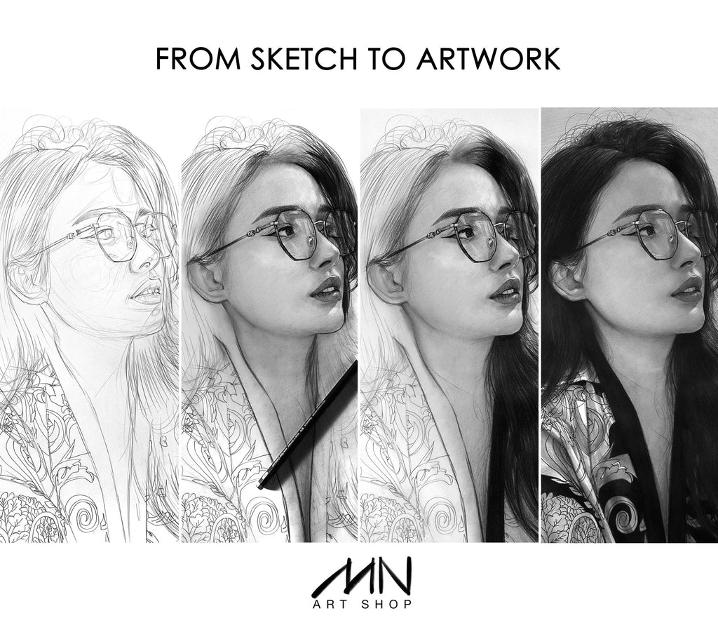 Custom Hand-Drawn Graphite Pencil Portrait