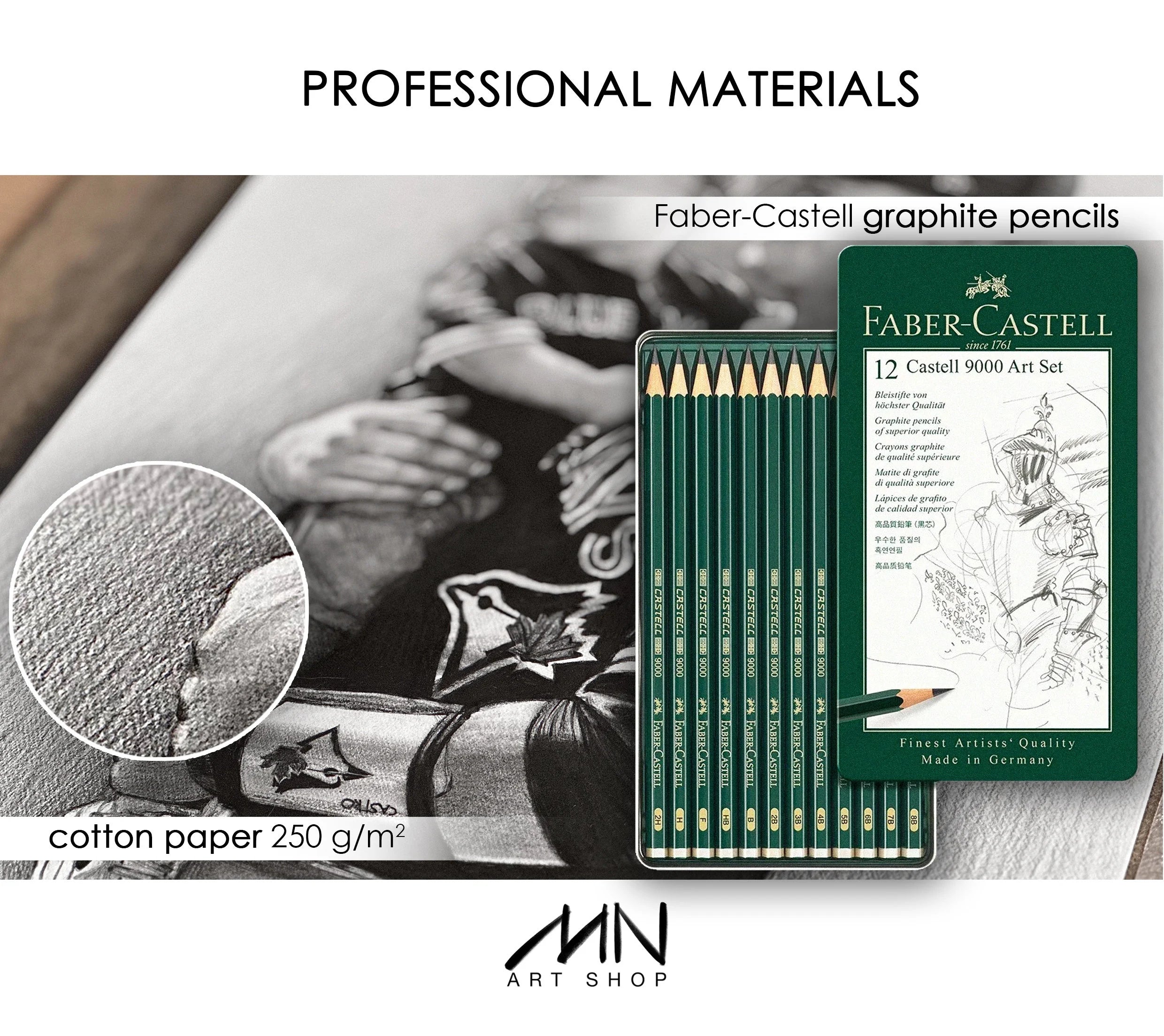 Custom Hand-Drawn Graphite Pencil Portrait