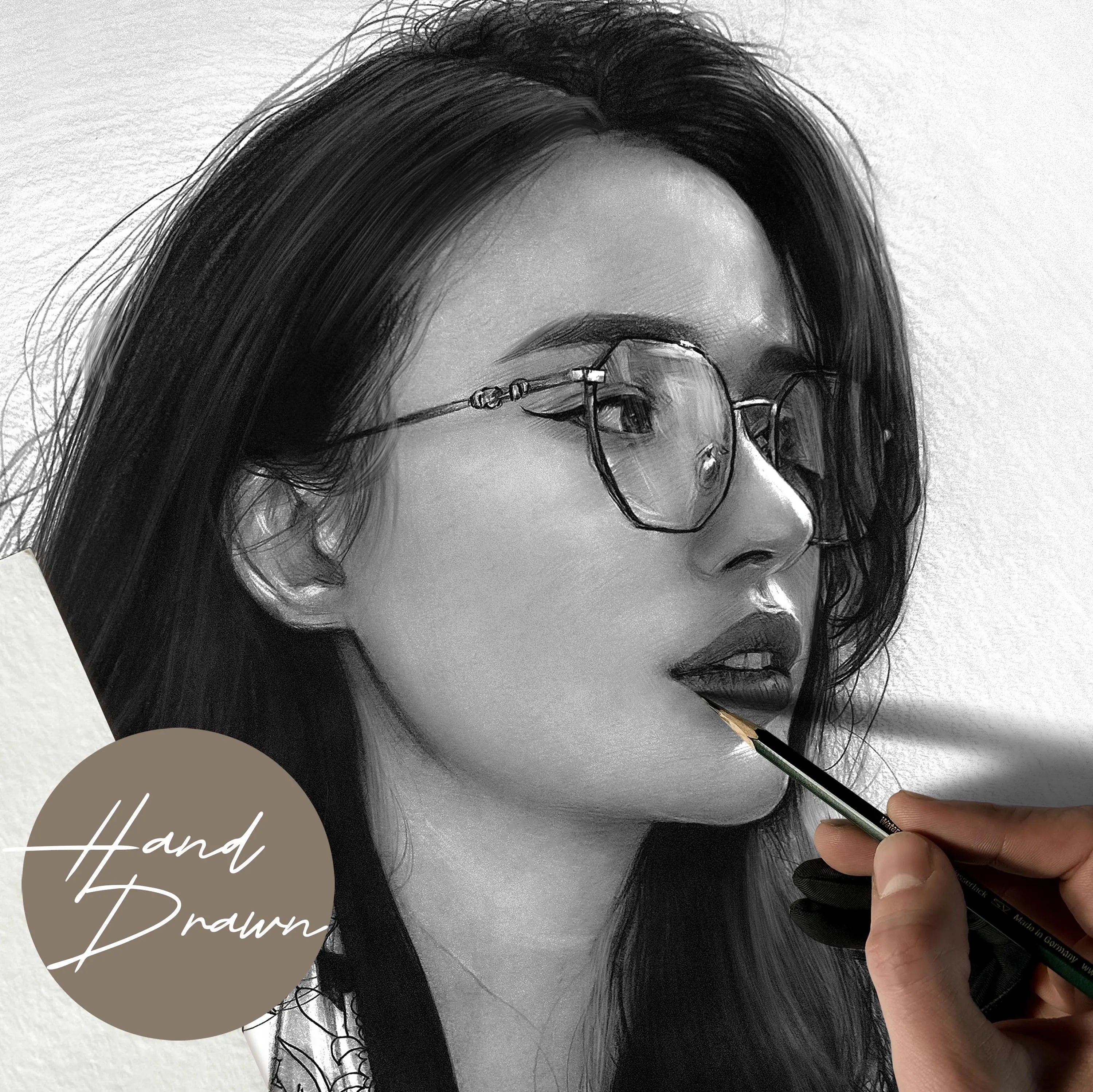 Custom Hand-Drawn Graphite Pencil Portrait