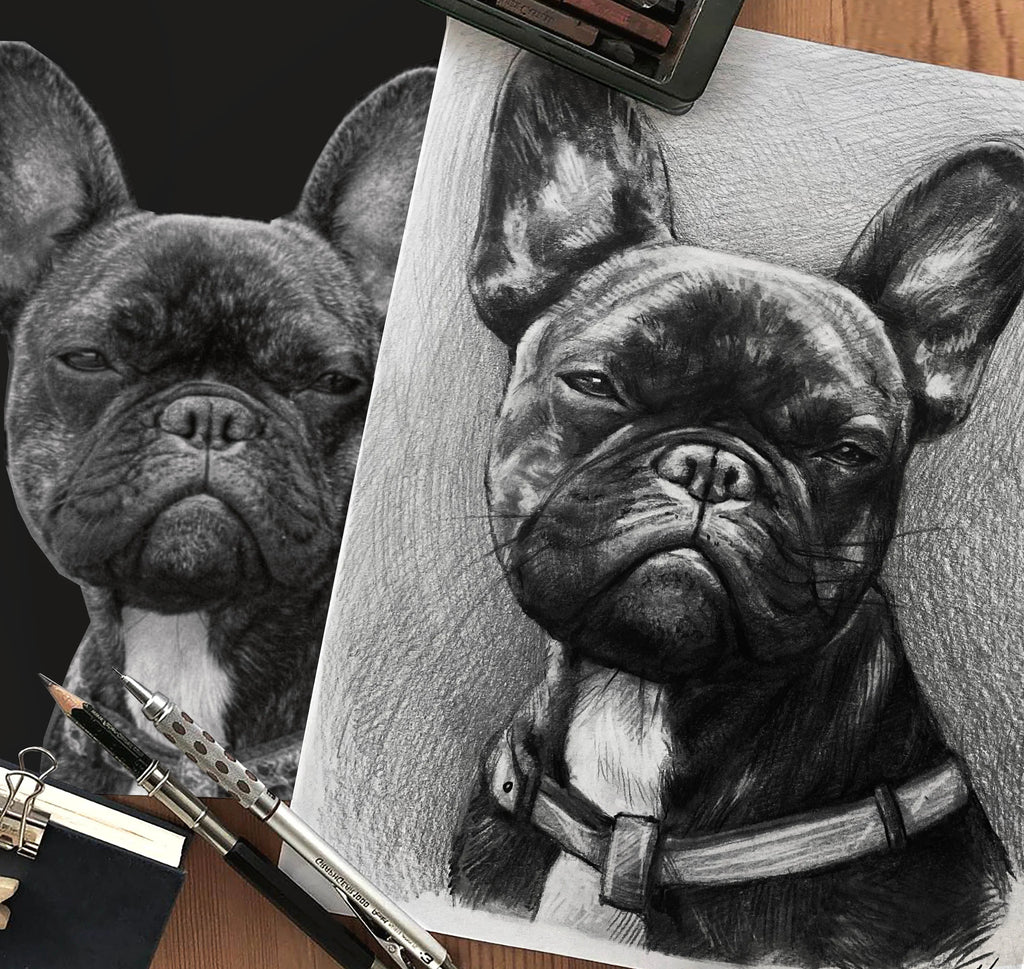 Custom Hand-Drawn Pet Portrait from Photo Graphite Pencil Sketch